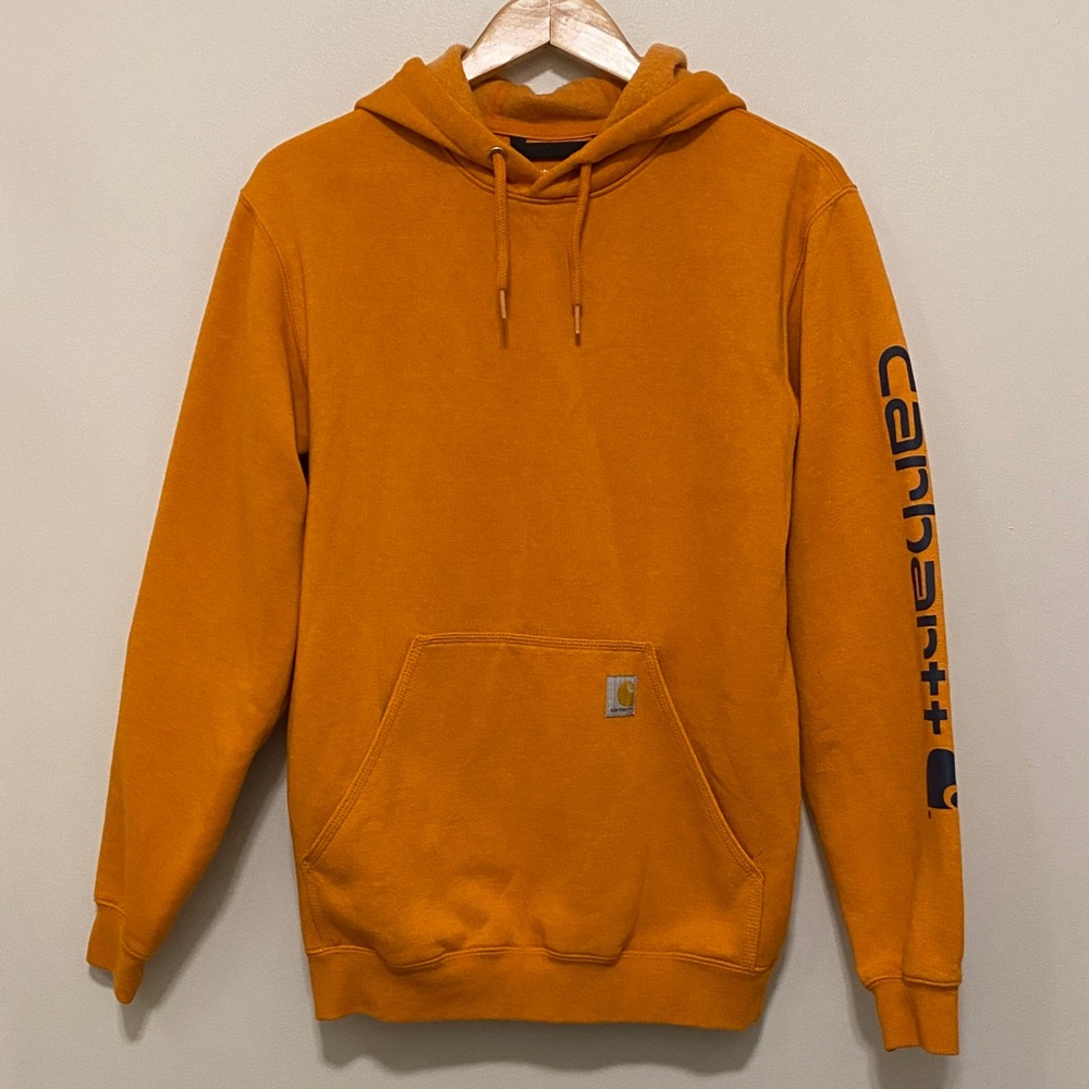 Carhartt Burnt Orange Pullover Hoodie with Sleeve Logo